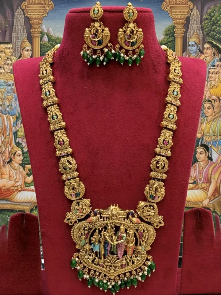 Sita Kalyanam Antique Gold Temple Haaram