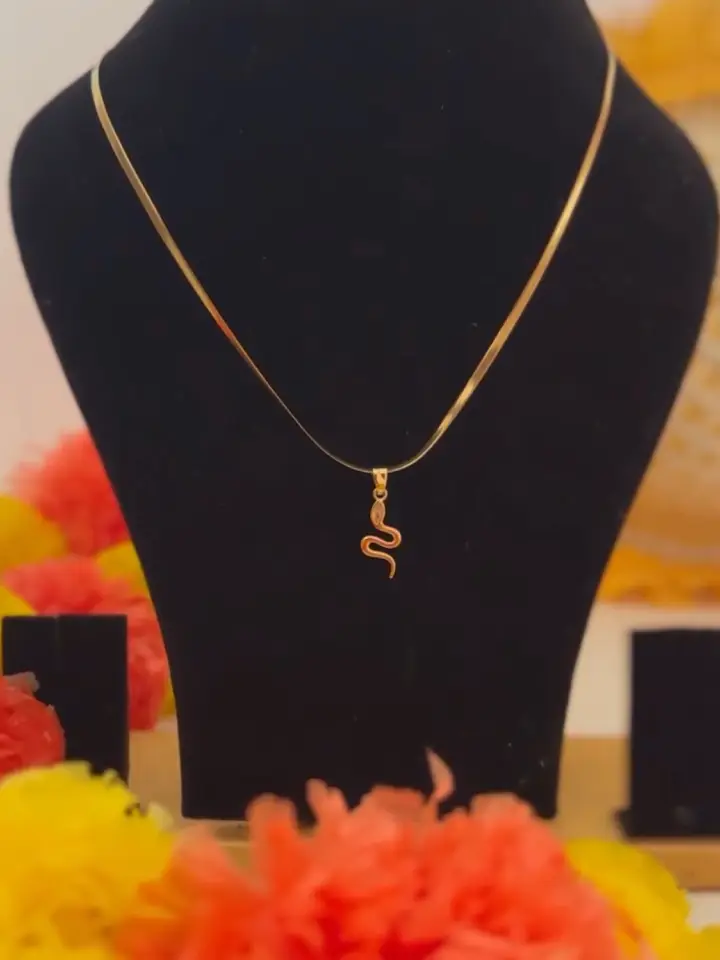 Slithering Serpent Pendant Herringbone Necklace