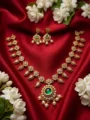 Gold Plated Emerald Choker Necklace and Earring Set