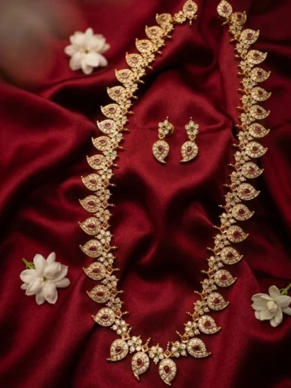 Traditional Gold-Plated Mango Haaram Necklace Set