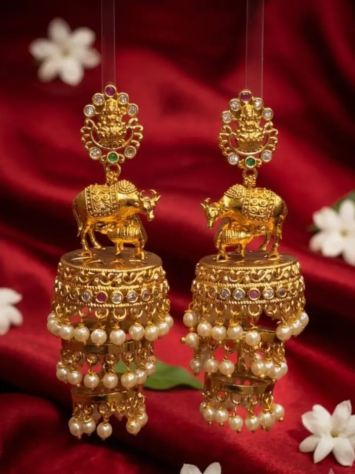 Divine Kamadhenu Pearl Jhumkas