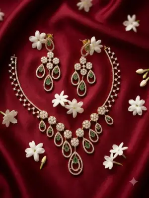 Exquisite Emerald-Green and Cubic Zirconia Festive Jewelry