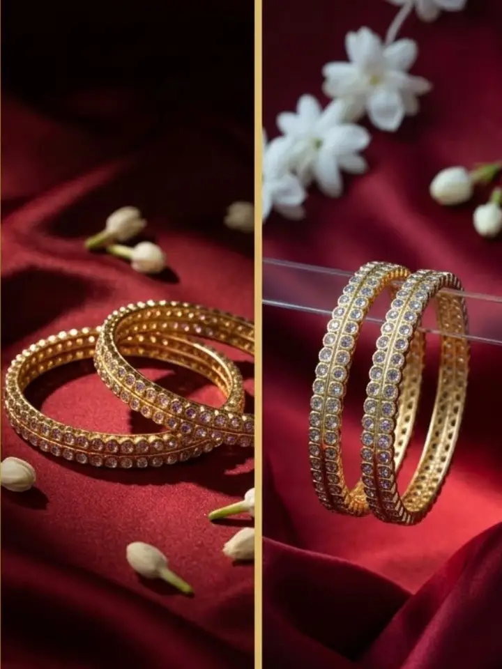 Gold-Plated Stone Bangles