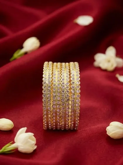 Handcrafted Luxury Gold-Plated Stone Bangles