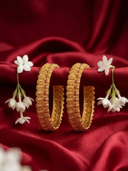 Lakshmi Ruby Temple Jewellery Bangle Set