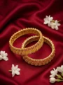 Traditional Gold-Plated Lakshmi and Ruby Temple Jewellery Bangle Set