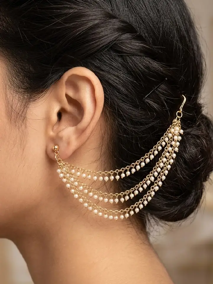 3-Layer Pearl Ear Chain for Earrings Kaan Chain