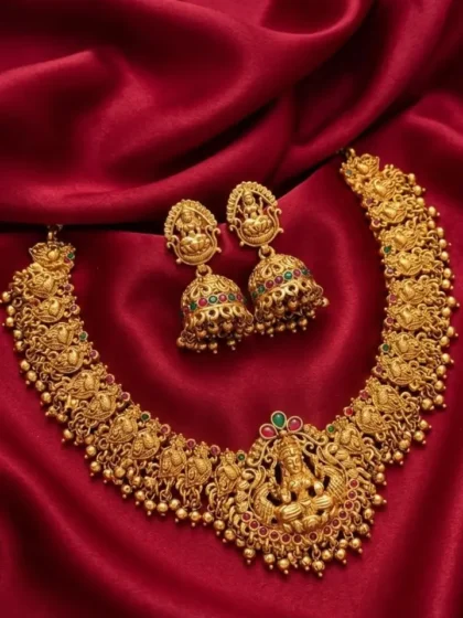 Antique Gold Finish South Indian Bridal Temple Jewelry