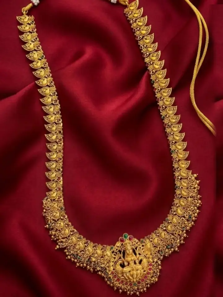 Antique Gold Finish South Indian Bridal Temple Jewelry Set