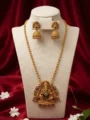 Antique Gold Ganesha Pendant Necklace Set Temple Jewelry