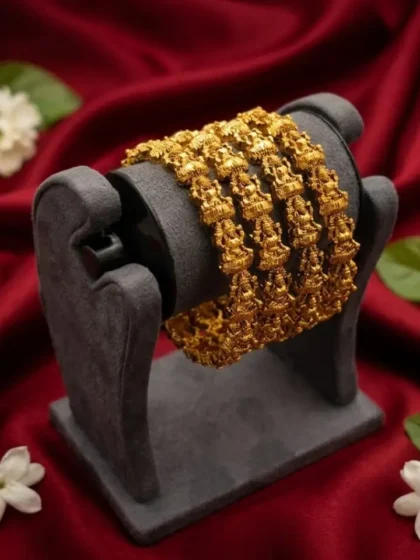 Antique Gold Lakshmi Temple Bangle Set