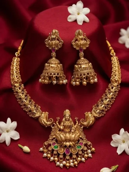 Antique Gold Lakshmi Temple Jewellery Set