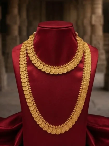 Authentic Gold Kasu Mala SetTraditional Coin Necklace