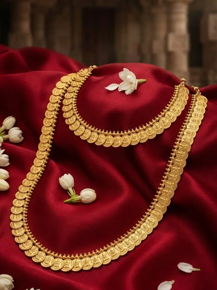 Gold Kasu Mala Set Traditional Coin Necklace & Choker Gold Kasu Mala Set Traditional Coin Necklace & Choker