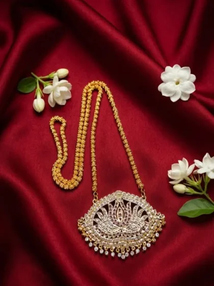 Royal Lotus Kundan & Ruby Pendant Necklace