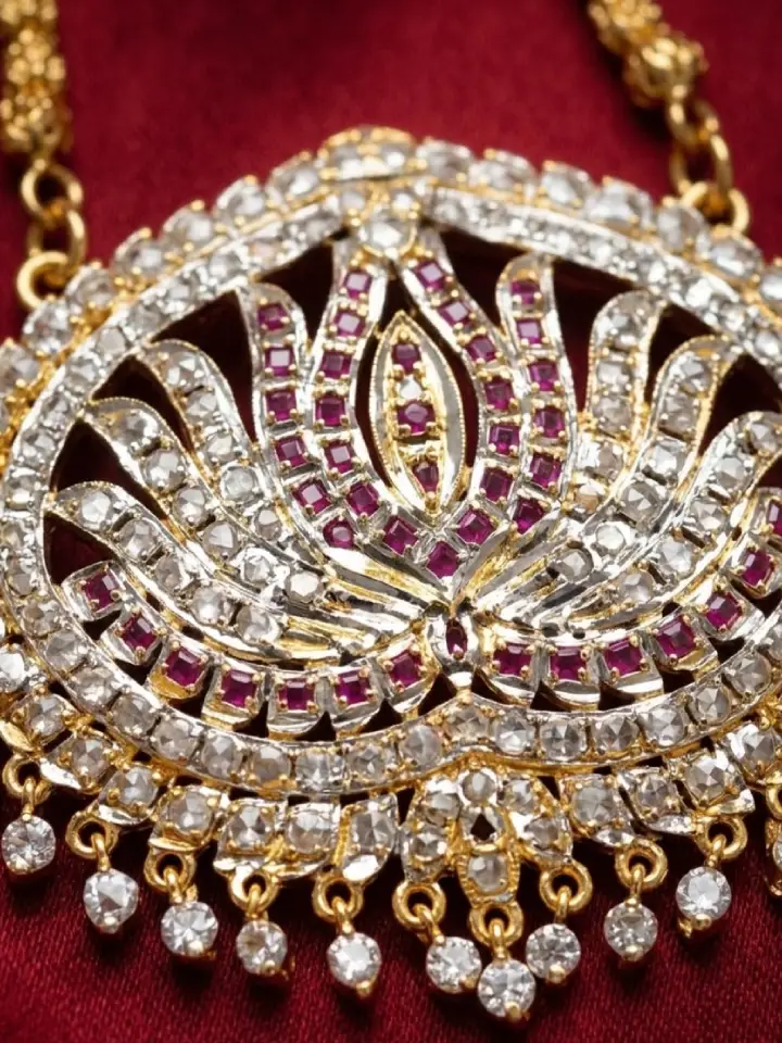Royal Lotus Kundan and Ruby Necklace with pendant