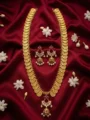 Traditional Gold Plated Kasu Mala Necklace Set with Ear rings