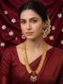 Traditional Gold Plated Kasu Mala Necklace Set with Earrings – HKP002 Heritage Temple Jewellery