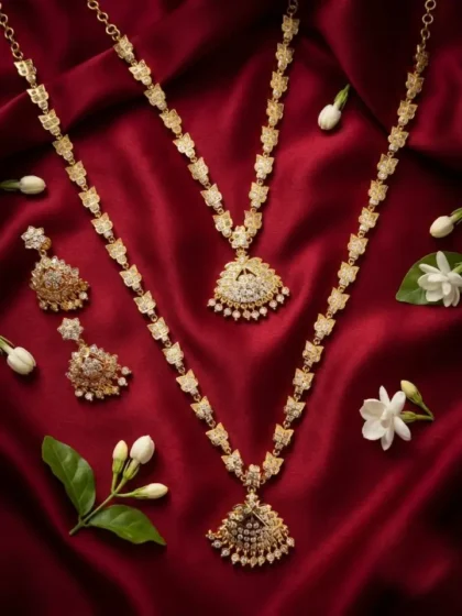 Vintage Gold & Diamond Necklace Set